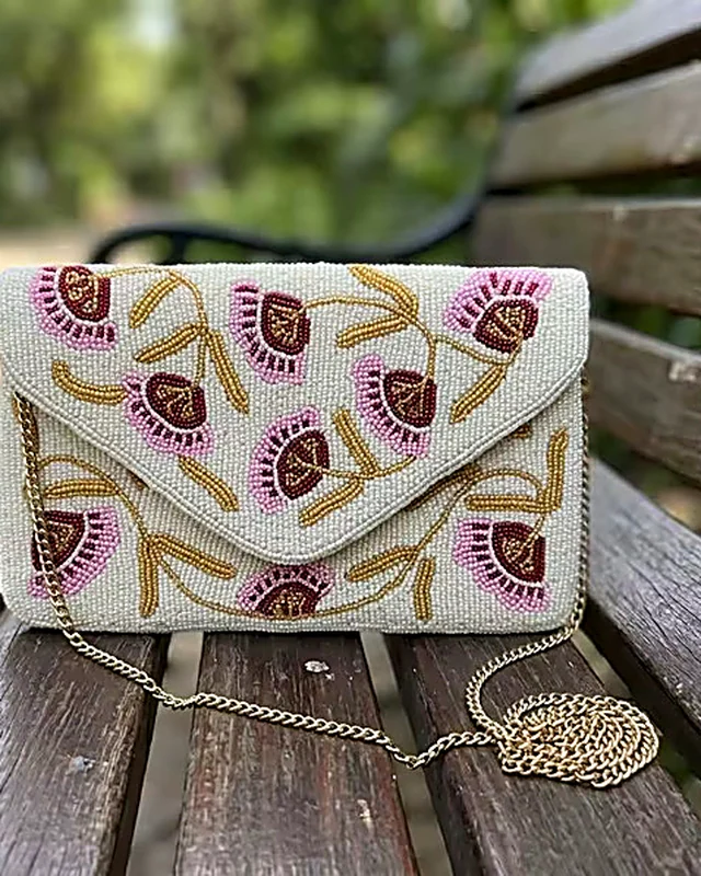 Mauve Poppy Chain Clutch